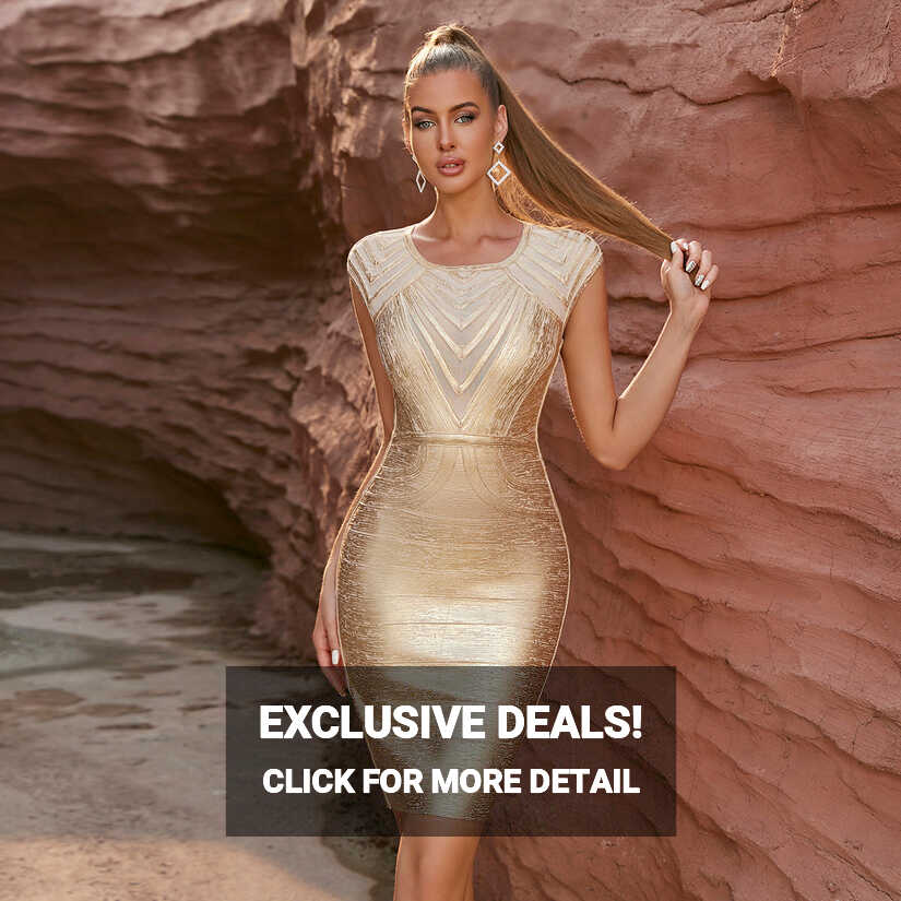 Formal Dresses Gold Bandage Dress Women Vestido Mujeres Sexy Short ...