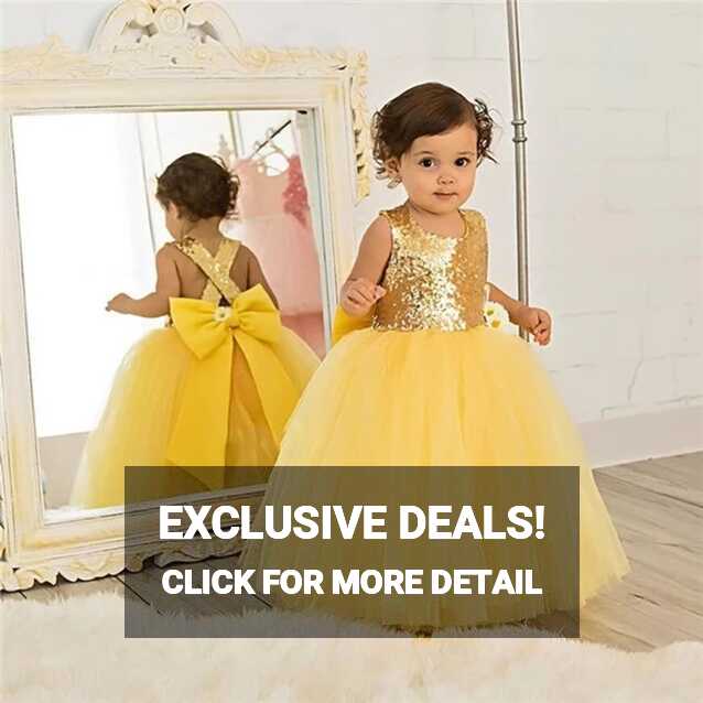 Formal Simple Yellow Puffy Flower Girl Dress Baby Birthday Dress ...