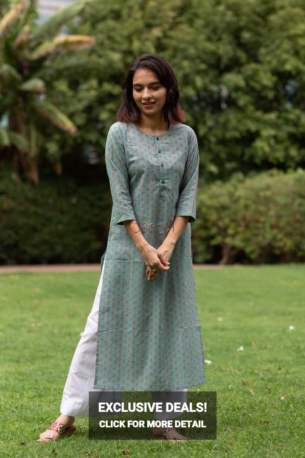 Froly Bay Leaf Straight-fit Kurta TAF28