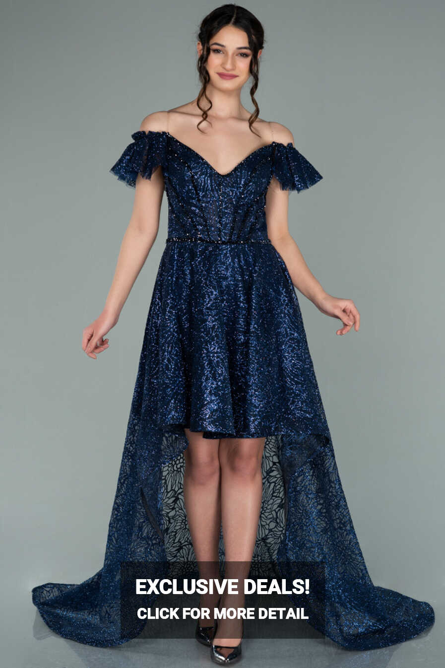 Front Short Back Long Navy Blue Engagement Dress ABO085 | Abiyefon.com