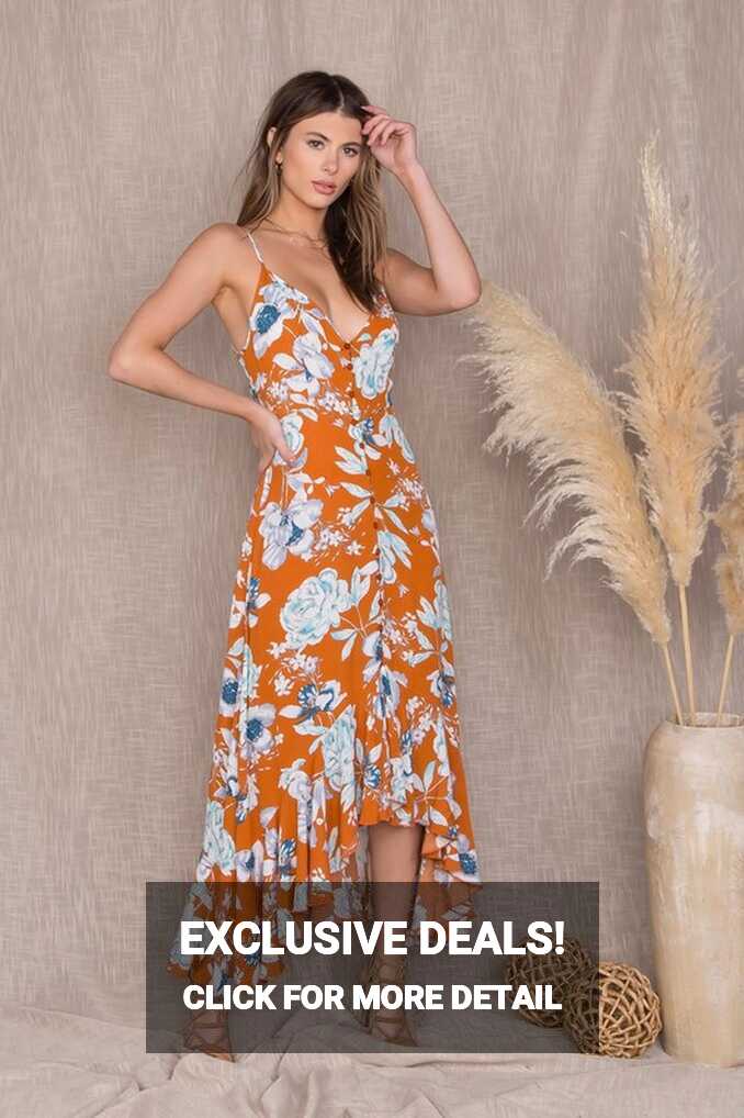 Front buttons floral maxi - Minit Fashion