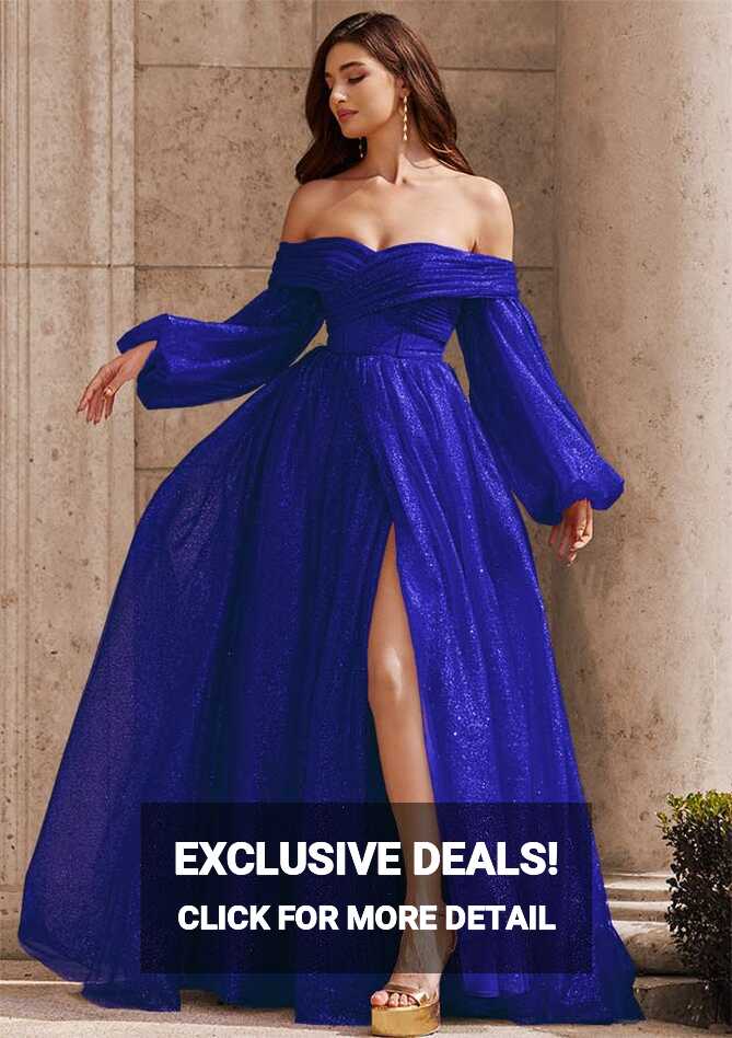 Full Long Sleeve Royal Blue Short and Long Formal Dresses, Custom ...