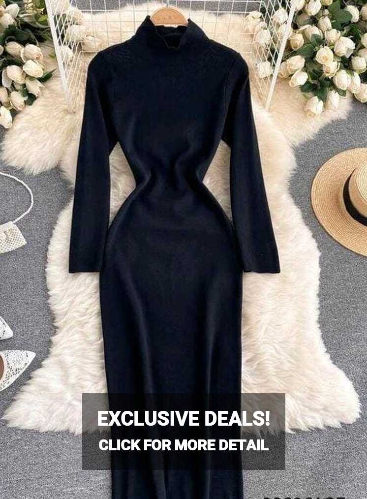 Full Sleeve Long Bodycon Dress - Evilato Online Shopping