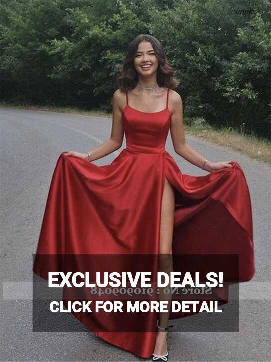 Funyue Simple Dark Red Satin Special Occasion Prom Dresses Long A ...