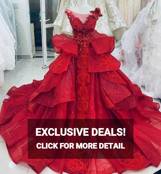 G120, Wine Red Embroidery Princess Big ball Gown (SIZE ALL)pp ...