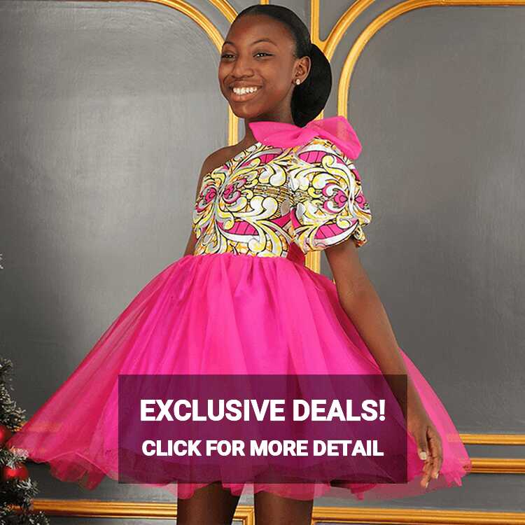 GIRLS PINK ANKARA AND TULLE DRESS