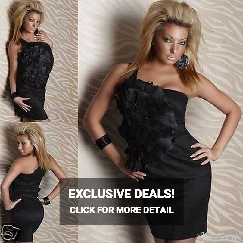 GORGEOUS ELEGANT EVENING COCKTAIL PARTY ONE SHOULDER BODYCON BLACK ...