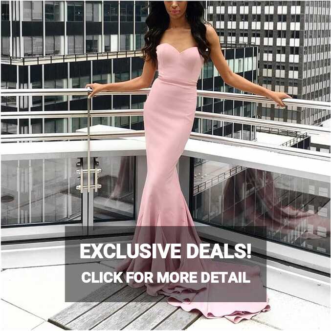 GPPZM Elegant Simple Pink Mermaid Evening Dresses Long Sweetheart ...