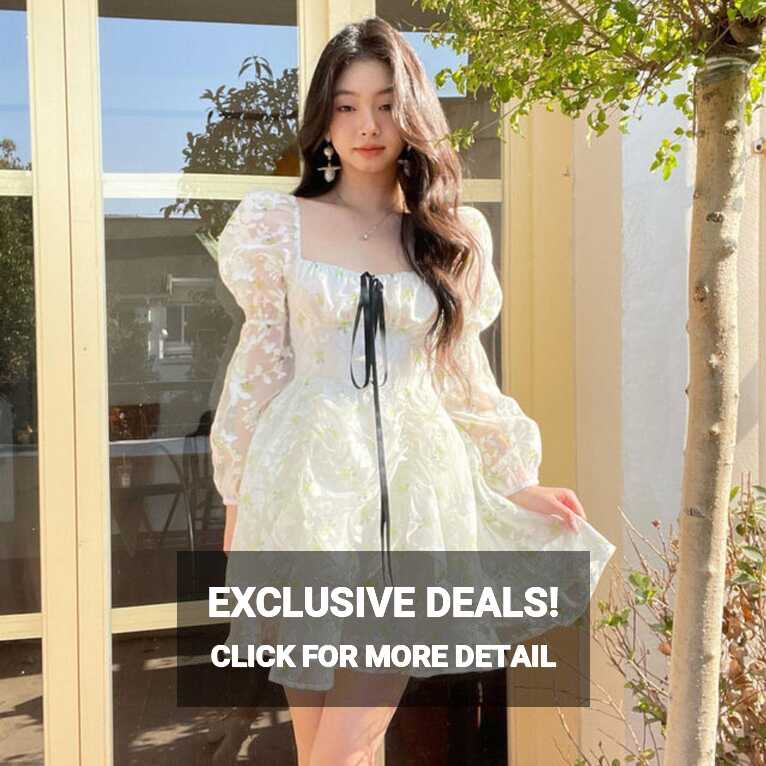 GUANGUAN Spring Vintage Floral Dress Women Casual Korean Party ...