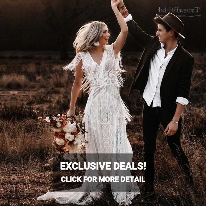 GYPSY Bohemian Wedding Dress Modern Fashion Tassel Swing Bridal ...