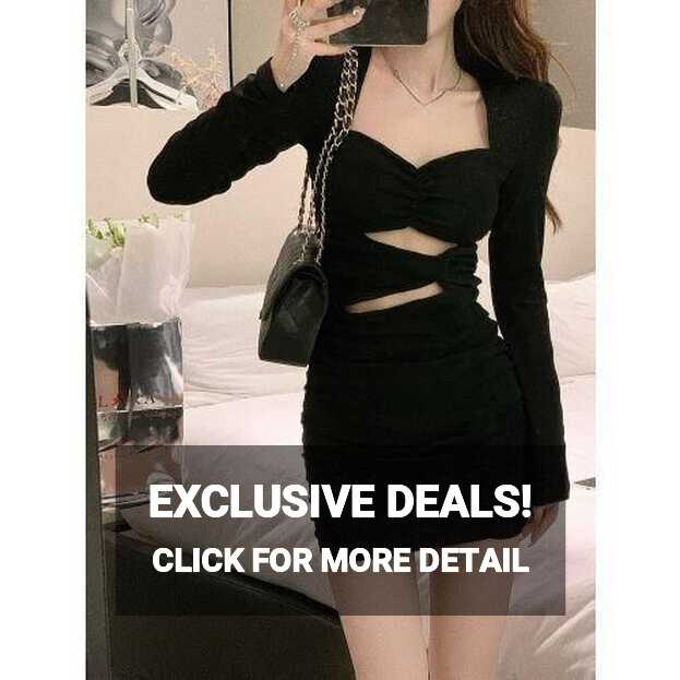 Generic Black Bodycon Dress Women Autumn Long Sleeve Short Party ...