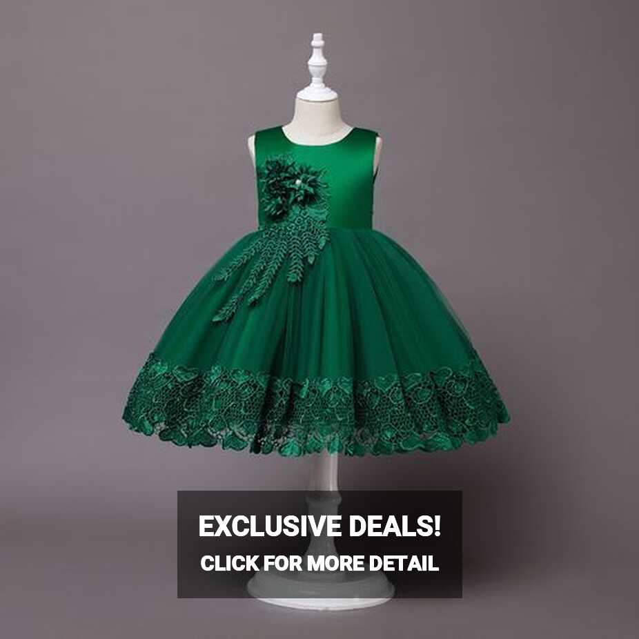 Generic Elegant Gown Girl Dresses Green Kids Princess Wedding ...