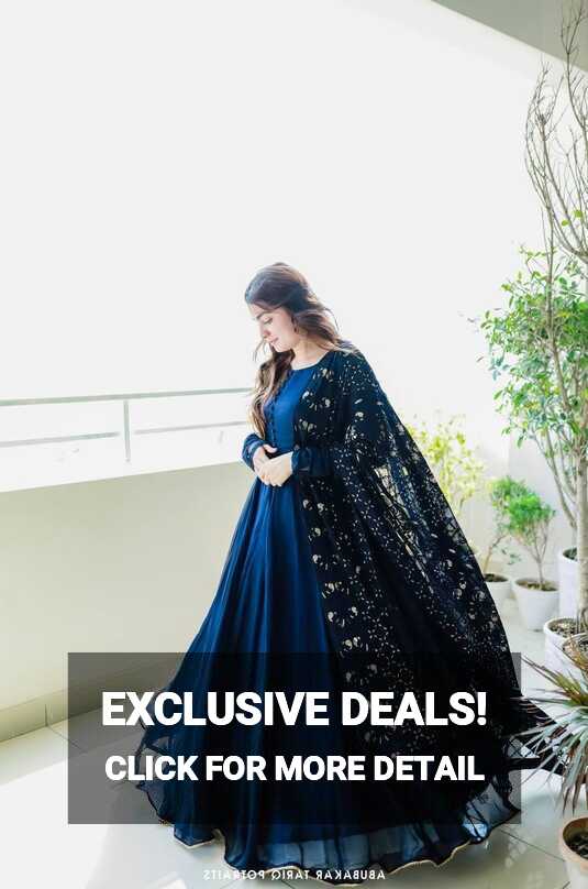 Georgette Embroidered Designer Gown For Women, Blue at Rs 1500 in ...