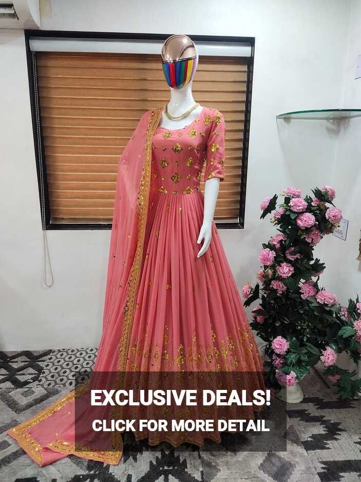 Georgette Embroidered Party Wear Gown, 2 Colour at Rs 1320 in Surat