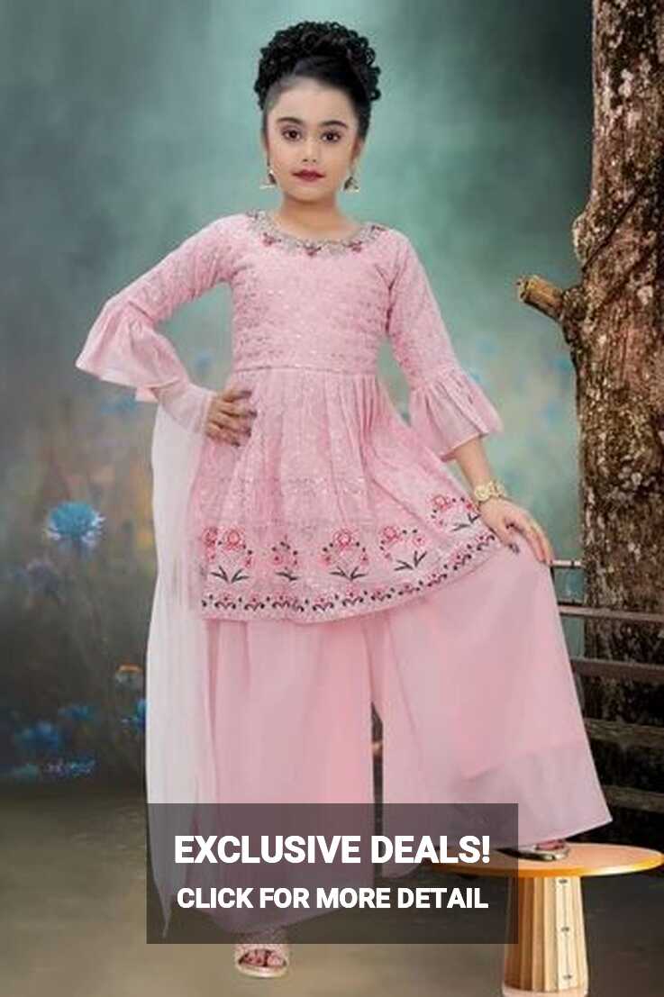 Georgette Solid Kids Stylish Palazzo Suits, Anarkali at Rs 1375 ...