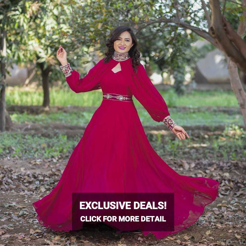 Georgette with fancy Party Wear Rani Pink Colour gown collection ...