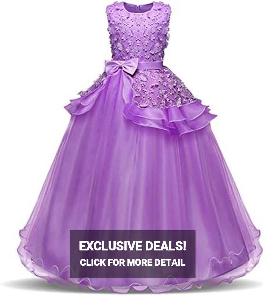 Girl&#39;s Flower Embroidery Princess Dresses Kids Prom Pageant Ball ...