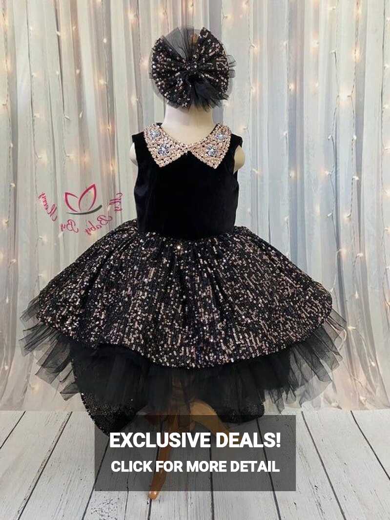 Girl Black Party Dress Flower Girl Dress 1st Birthday Dress - Etsy