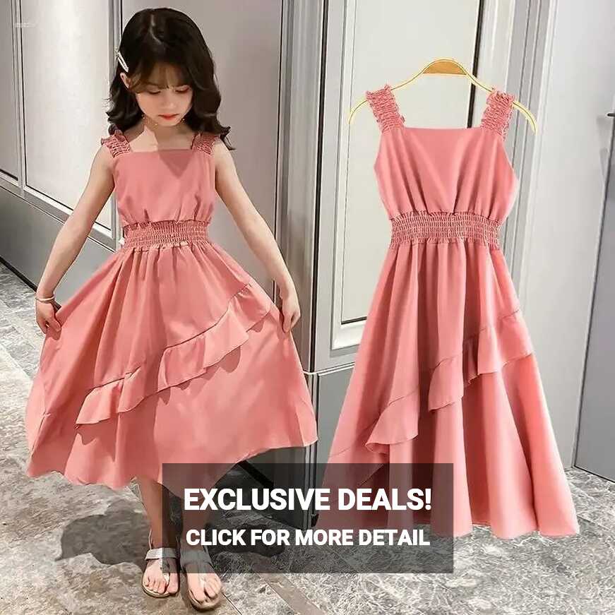 Girl Dresses 2024 Spring Summer Kids Girls Flounce Chiffon Fold ...