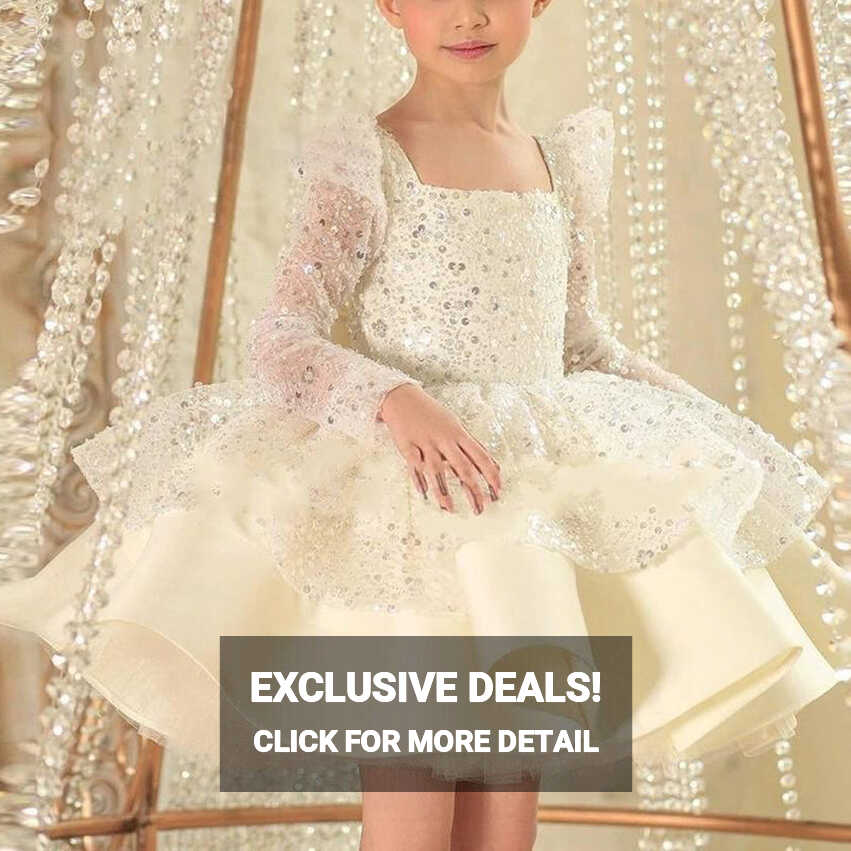 Girl Formal Dresses Autumn Cute Pageant Sequins Long Sleeve ...