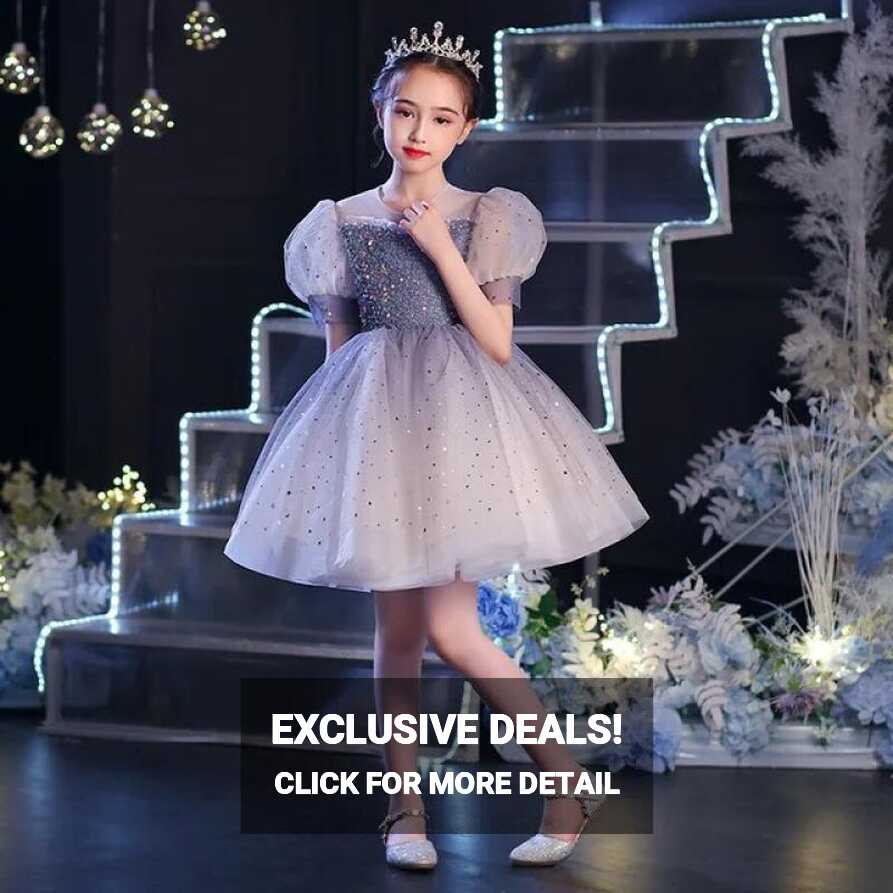 Girl Royal Princess Dress For Baby Elegant Bubble Sleeves Dresses ...