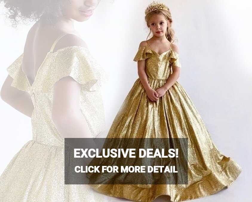 Girls&#39; Elegant Gold Sequin Dress Luxury Toddler Sparkle Party ...