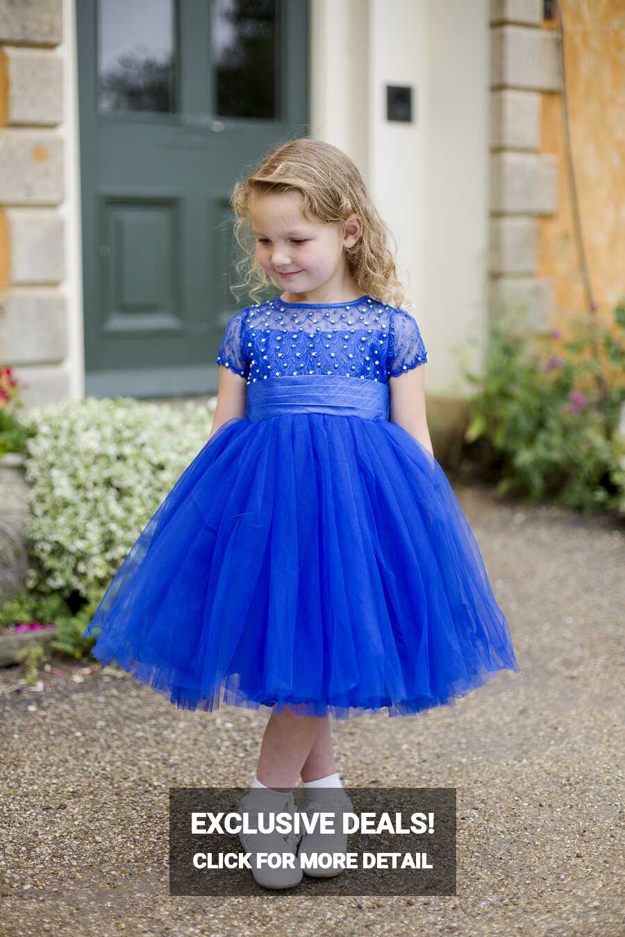 Girls &amp; Baby Girls Royal Blue Princess dress with short sleeves by ...