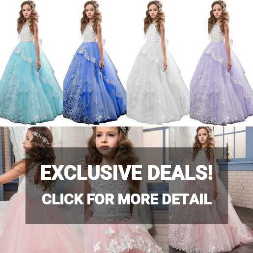 Girls Ball Gown Dress Wedding Princess Bridesmaid Party Prom ...