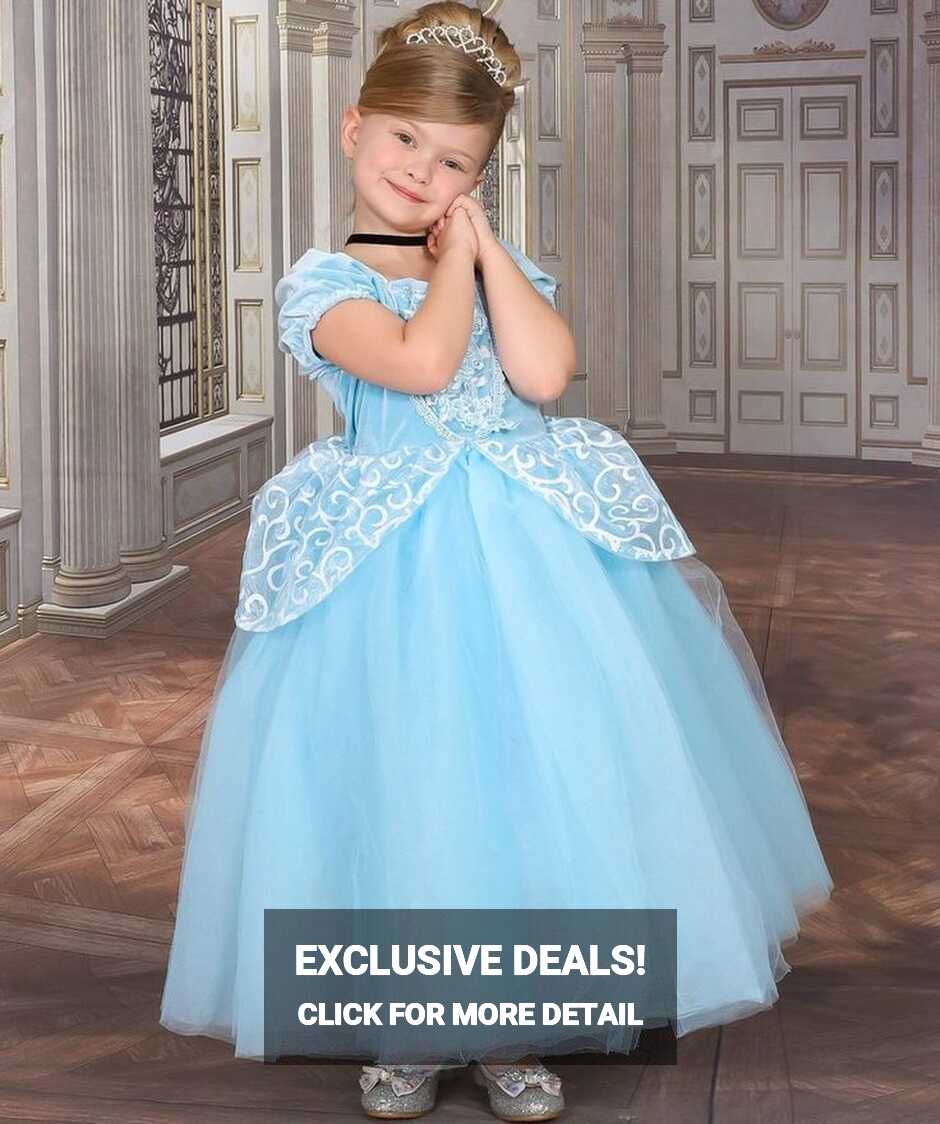 Girls Deluxe Princess Cinderella Inspired Costume Ball Gown ...