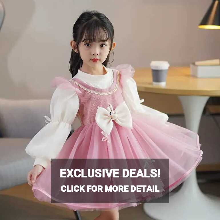 Girls Dresses Girls Dress Autumn Winter Girls Lantern Sleeve Super ...