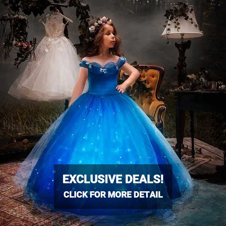 Girls Dresses Uporpor Girls Cinderella Princess LED Light Up Dress ...