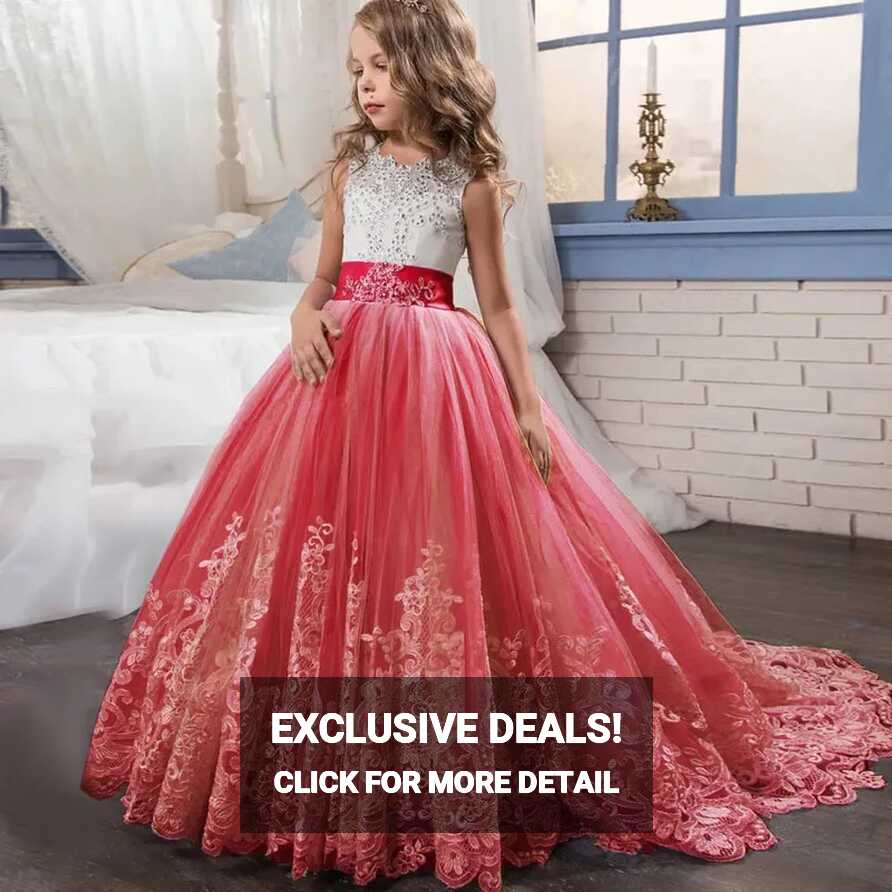 Girls Elegant Princess Dress 4 TO14 Years Girls Wedding Dresses ...