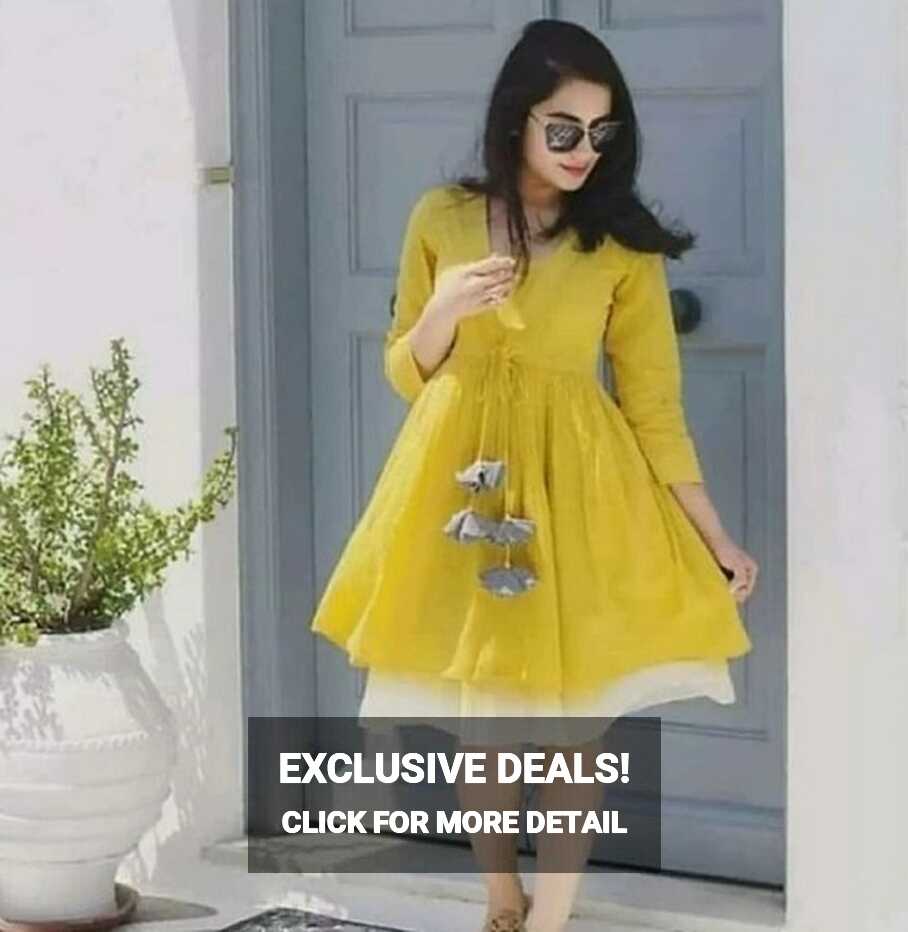 Girls Favorite Lemon Yellow Short Frock - FEVER OF FASHION