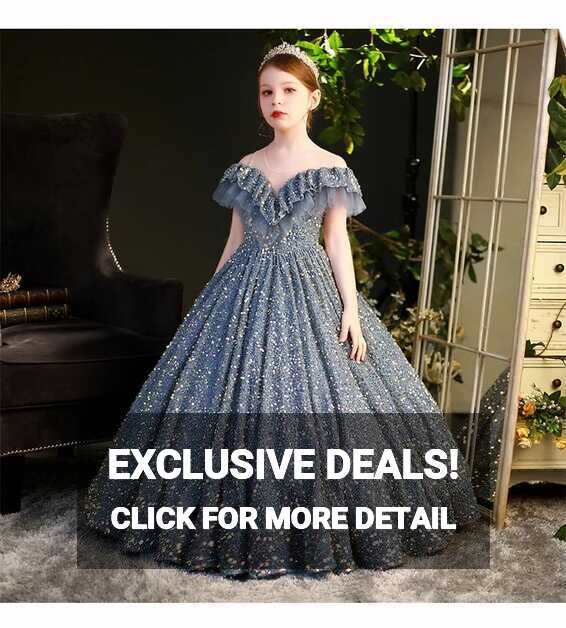 Girls First Communion Dress Girl Wedding Sequins Dresses for Kids ...