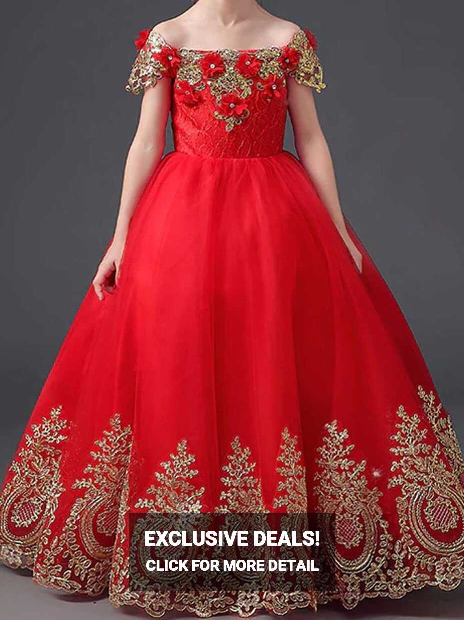 Girls Formal Dresses | Sequin Embellished Off Shoulder Princess ...