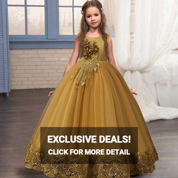 Girls Formal Wedding Flowe Bridesmaid Dress Kids Princess Party ...