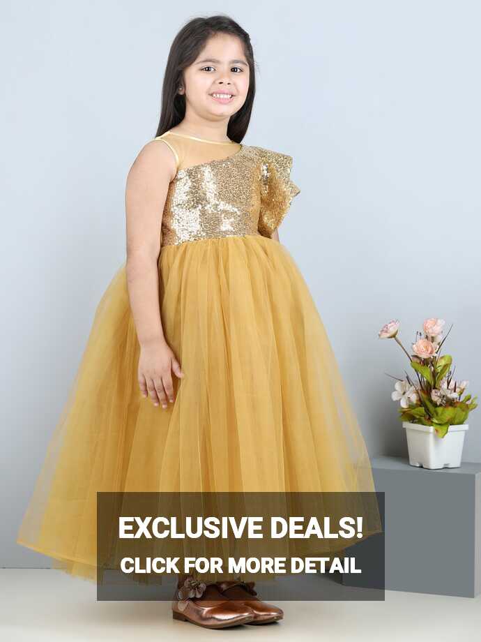 Girls Full Length GOLDEN Gown Dress TBMR23-05GD at Rs 499 | Girls ...