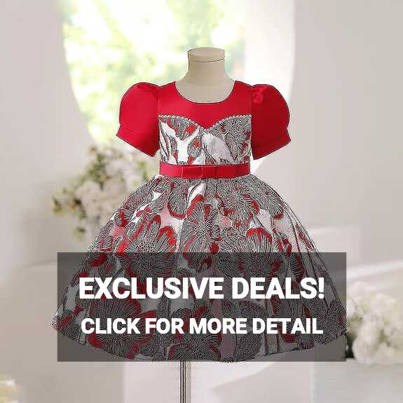 Girls Kids Princess Bridesmaid Puff Sleeve Embroidered Floral Tutu ...