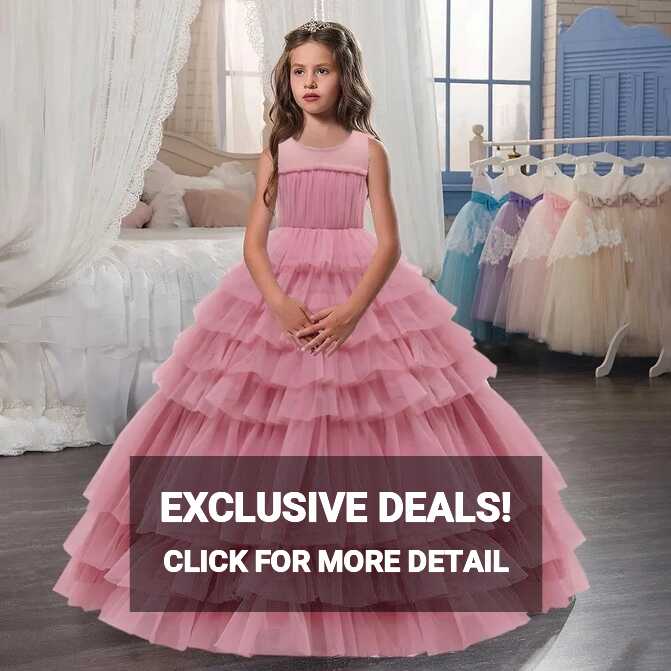 Girls Lace Dress Children Bridesmaid Party Wedding Kids Evening ...