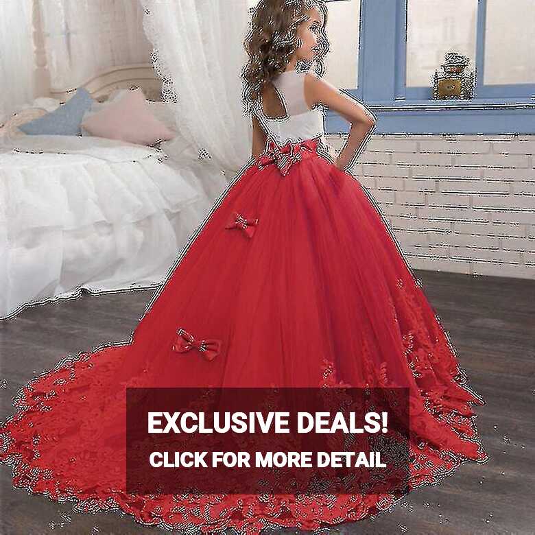 Girls Lace Dress Elegant Princess Long Gown Kids Dresses For Girls ...