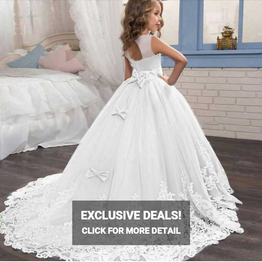 Girls Lace Long Prom Gowns Bridesmaid Kids Dresses For Girls Teens ...