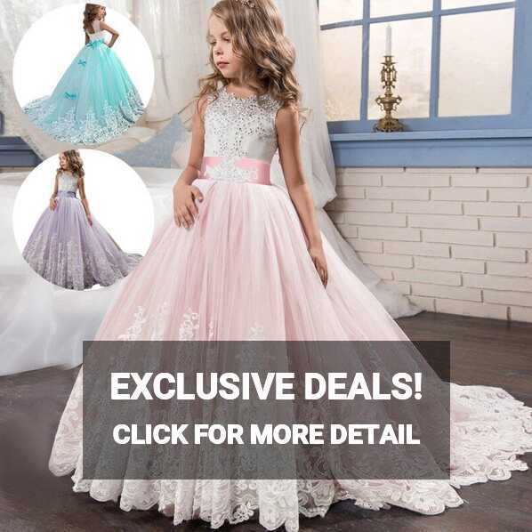 Girls Lace Long Prom Gowns Bridesmaid Kids Dresses Party Dress ...