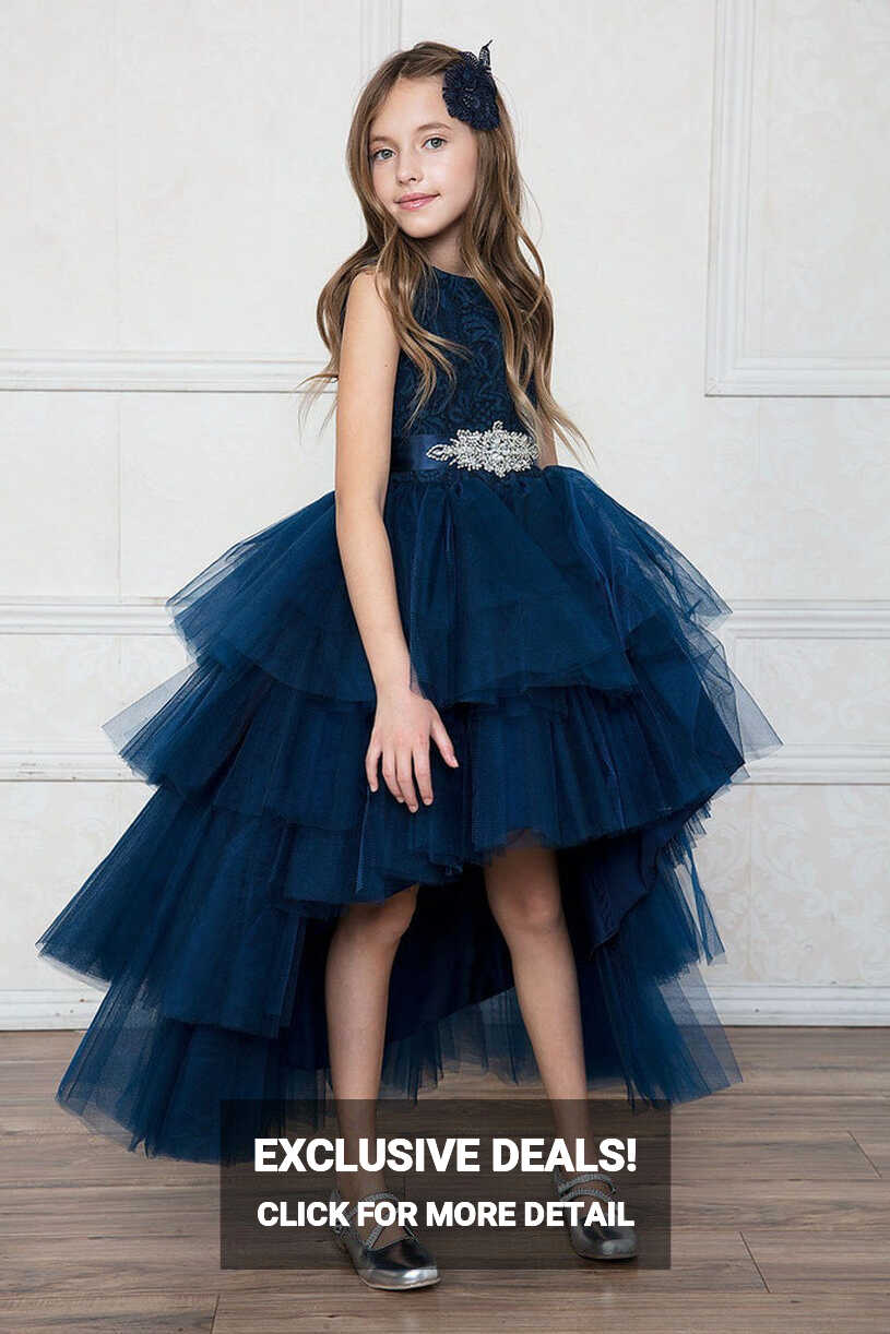 Girls Layered High Low Dress with Lace Bodice by Calla D825 – ABC ...