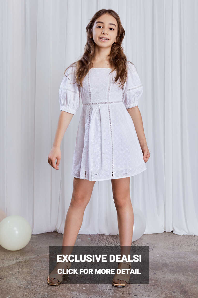 Girls Posie Mini Dress In Ivory | Bardot Junior