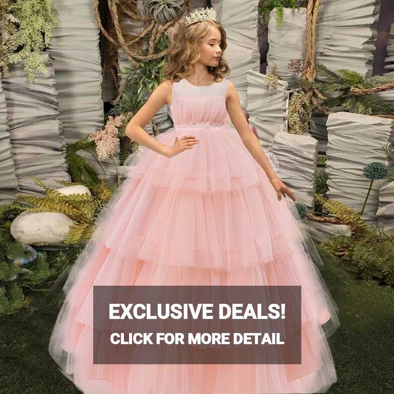 Girls Princess Dresses For Kids Tutu Lace Flower Bow Ball Gown ...