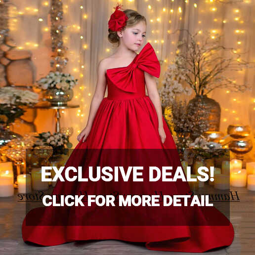 Girls Red Birthday Party Dress One Shoulder Sleeveless Big Bow ...