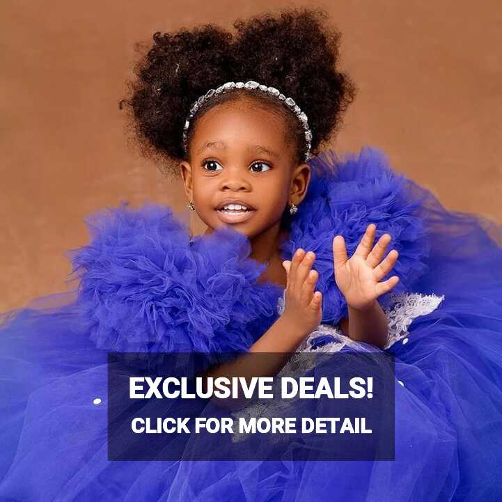 Girls Royal Blue Flower Girl Dresses: Short Sleeves Tulle Ball ...