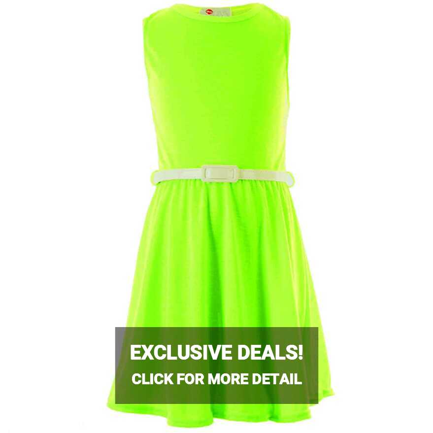 Girls Skater Dress Kids Neon Bright Holiday Party Dresses 7 8 9 10 ...