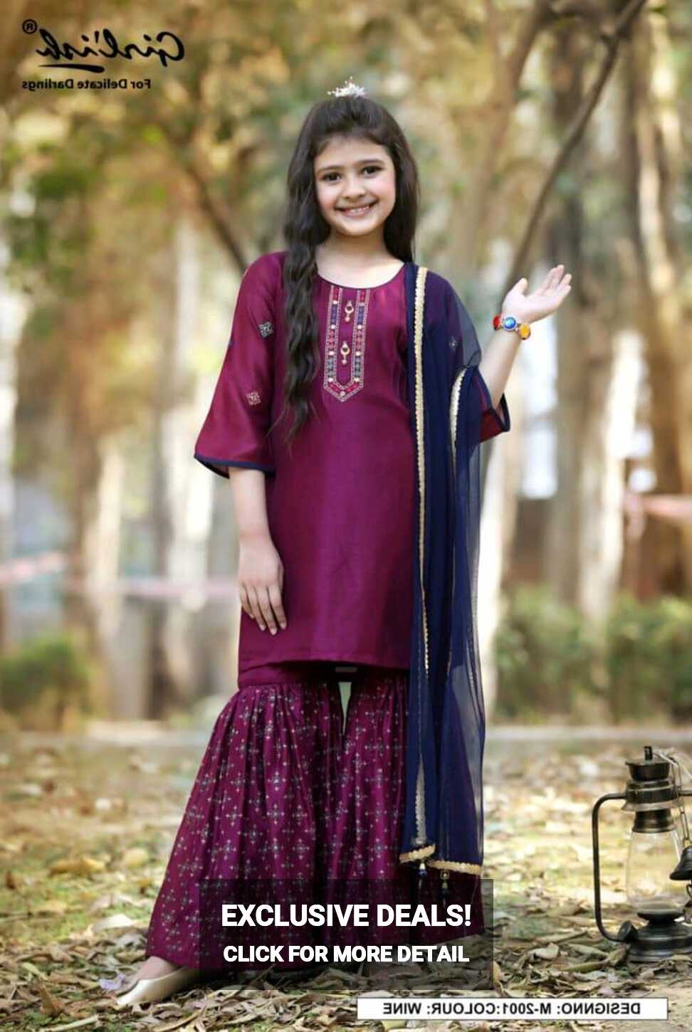 Girls Traditional Plazo Set Purple – Pintoo Garments