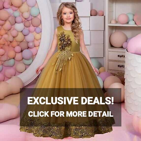 Girls Vintage Flower Princess Dress Wedding Party Pageant Long ...